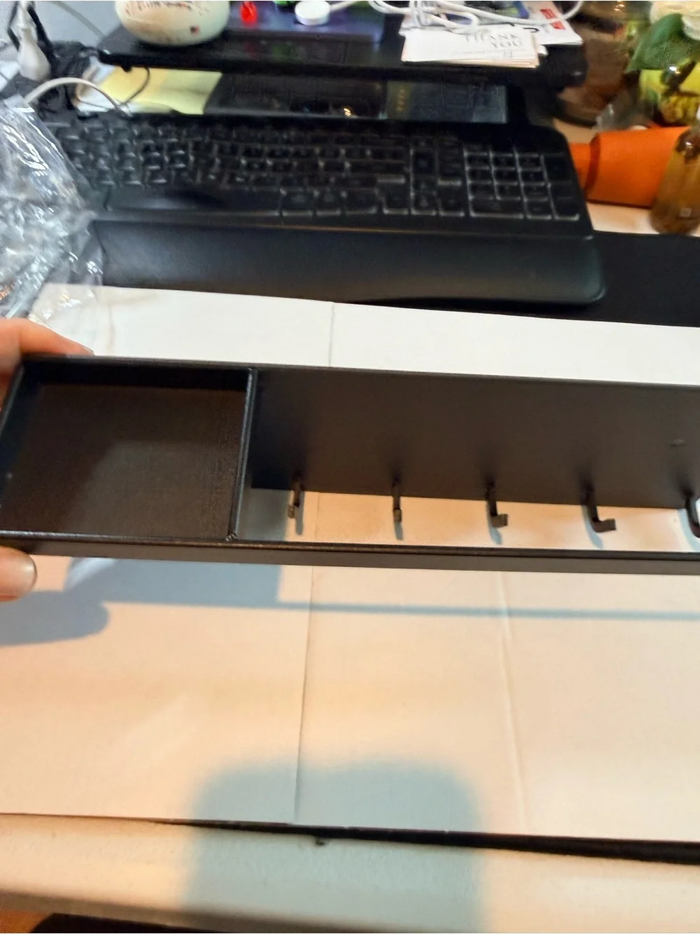 Black metal wall Organizer for front door, office or garage.